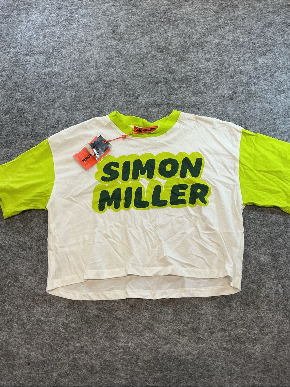 Simon Miller White & Neon Green Logo Tee Size S